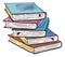 Book heap with bookmarks. Research symbol. Smart reading sign