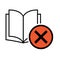 Book icon, donts open education textbook, library vector illustration  symbol. learning design isolated white background