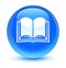 Book icon glassy cyan blue round button