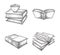 Book icon set, bookstore, simple reading concept engraving style