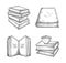 Book icons set, learning information or study engraving style