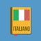 Book with italian flag and italiano title, flat illustration