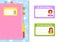 Book label stickers for kids. Beautiful girls. The rectangular shape. Isolated color vector illustration. Cartoon character. For