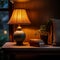 Book beside lamp cozy ambiance, perfect for evening reading