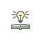 Book with light bulb filled outline icon