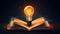 book and lightbulb icon glowing together, symbolizing the enlightening and transformative effects of education. Generative ai