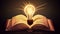 book and lightbulb icon glowing together, symbolizing the enlightening and transformative effects of education. Generative ai