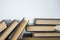 book. many books. Stack of colorful books. Education background. Back to school. Book, hardback colorful books on wooden table. Ed