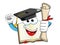 Book Mascot cartoon graduate holding certificate isolated