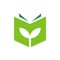 Book nature logo design, eco book icon, book with plant symbol