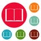 Book novel icons circle set vector