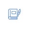 Book with pen,literature line icon concept. Book with pen,literature flat  vector symbol, sign, outline illustration.