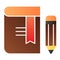 Book with pencil flat icon. Bookmark color icons in trendy flat style. Knowledge gradient style design, designed for web