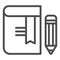 Book with pencil line icon. Bookmark vector illustration isolated on white. Knowledge outline style design, designed for