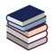 Book pile icon in flat and geometric style. Isolated.