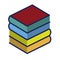 Book pile icon in flat and geometric style. Isolated.