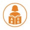 Book, read, reading icon. Orange vector design.