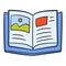 Book read write knowledge insight thought journal single isolated icon with doodle colorfull color style