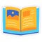 Book read write knowledge insight thought journal single isolated icon with sticker outline cut style