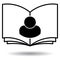 Book reader black and white icon