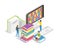 Book reading concept. Small people with huge books. Education online training courses distance learning tutorials and