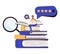 Book review vector illustration. Reading feedback flat tiny persons concept. Literature professional