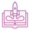 Book and rocket flat icon. Imagination violet icons in trendy flat style. Education rocket gradient style design