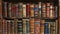 A book shelf filled with lots of old books