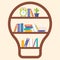Book shelf light bulb shape, flat design