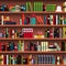 Book shelves library seamless pattern.