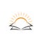 Book shine sun symbol logo vector