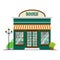 Book shop. Bookstore in the flat style design. Shop building icon vector illustration.