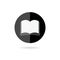 Book sign icon in black circle. Open book symbol