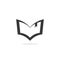 Book silhouette vector logo, outline open textbook shape icon
