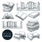 Book sketch vector illustration. Isolated hand drawn learning and education icons. Library or bookstore design elements