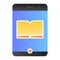Book on smartphone flat icon. Electronic book color icons in trendy flat style. Ebook on mobile gradient style design