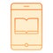 Book on smartphone flat icon. Electronic book orange icons in trendy flat style. Ebook on mobile gradient style design