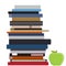 Book stack and apple