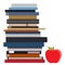 Book stack and apple