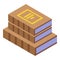 Book stack auction icon isometric vector. Smart internet