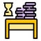 Book stack desktop icon vector flat