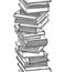 Book stack and school books. A pile of books. Seamless pattern, texture, design element with linear drawings.