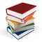 Book stack of textbooks hard covers colorful books blank