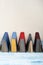 Book stacking, hardback books on wooden table. Back to school.