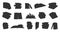 Book sticker isometric stamp black silhouette set
