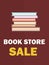 Book Store Sale Poster with Pile of Books Closeup