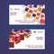 Book store set of business cards vector illustration. Pile of books, open and closed. Knowledge, learning and education