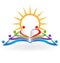 Book sun teamwork education logo vector image