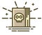 Book with terrible skull on cover. Halloween icon design.