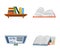 book textbooks ebook computer online learn education academic icons set